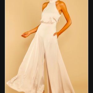 champagne jumpsuit from red dress. size small